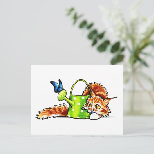 ステルシーかわいらしオレンジ虎猫メーンクーン ポストカード (スタンド正面)