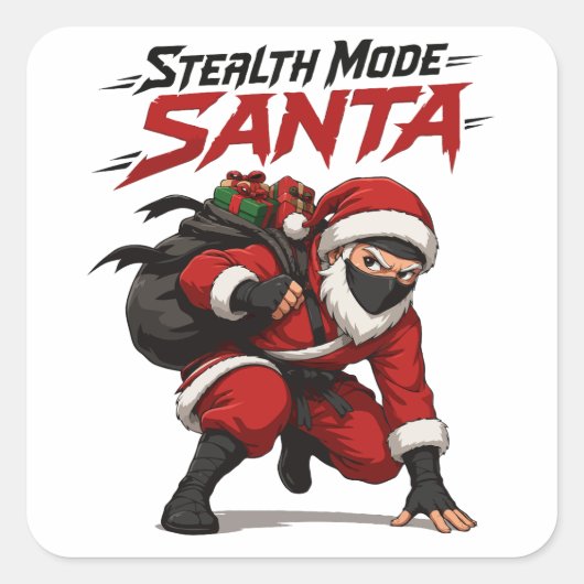 ステルスモード サンタ ニンジャ クリスマス グラフィック スクエアシール (正面)