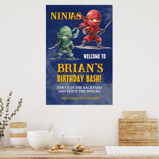 ステルス忍者戦士の誕生日パーティー ポスター (キッチン)
