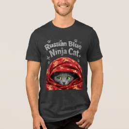 ステルス性とでんぷん質:ロシアンブルーの忍者猫 トライブレンドTシャツ