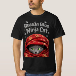 ステルス性とでんぷん質: ロシアンブルーの忍者猫 Tシャツ