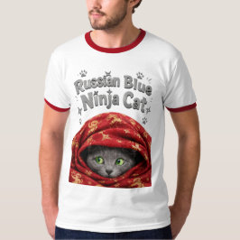 ステルス性とでんぷん質:ロシアンブルーの忍者猫 Tシャツ
