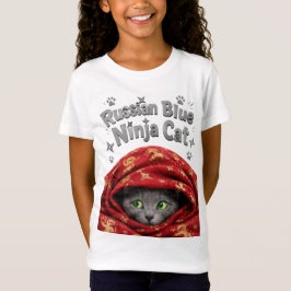 ステルス性とでんぷん質:ロシアンブルーの忍者猫 Tシャツ