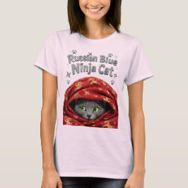 ステルス性とでんぷん質:ロシアンブルーの忍者猫 Tシャツ