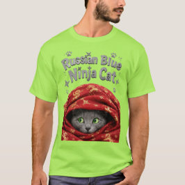 ステルス性とでんぷん質:ロシアンブルーの忍者猫 Tシャツ