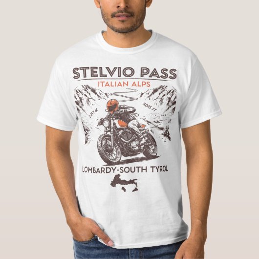 ステルヴィオ峠バイクTシャツ | イタリア アルプス Tシャツ (正面)