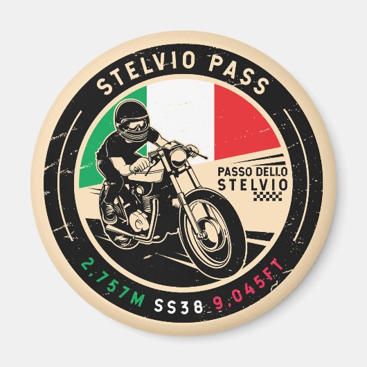 ステルヴィオ峠 | Passo Dello Stelvio |オートバイ マグネット (正面)