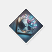 ステレオターンテーブルとネオンノート スタンダードカクテルナプキン (角)