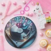 ステレオターンテーブルとネオンノート ペーパープレート (パーティー)