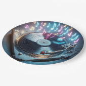 ステレオターンテーブルとネオンノート ペーパープレート (アングル)