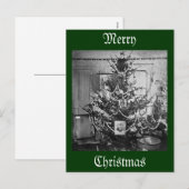 ステレオビュービクトリアンクリスマスツリー1800sヴィンテージ シーズンポストカード (正面/裏面)