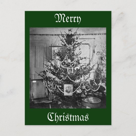 ステレオビュービクトリアンクリスマスツリー1800sヴィンテージ シーズンポストカード (正面)