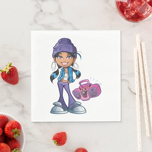 ステレオ付きのグルービーガール スタンダードランチョンナプキン