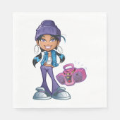 ステレオ付きのグルービーガール スタンダードランチョンナプキン (正面)