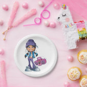 ステレオ付きのグルービーガール ペーパープレート (パーティー)