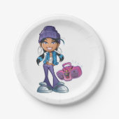 ステレオ付きのグルービーガール ペーパープレート (正面)