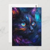 ステンお洒落ドカラフルグラス猫 ポストカード (正面/裏面)