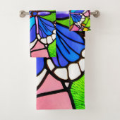 ステンエレガントカラフルドグラスモザイク蝶 バスタオルセット (インサイチュ)