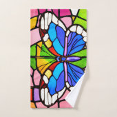 ステンエレガントカラフルドグラスモザイク蝶 バスタオルセット (ハンドタオル)