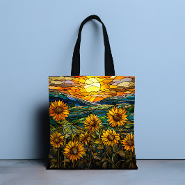 ステンエレガントドグラスひまわり国の夕日 トートバッグ