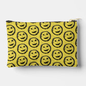 ステンカッコいいドハッピー笑顔顔のパターン黄色 アクセサリーポーチ (裏面)