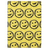 ステンカッコいいドハッピー笑顔顔のパターン黄色 クリップボード (裏面)