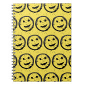 ステンカッコいいドハッピー笑顔顔のパターン黄色 ノートブック (正面)