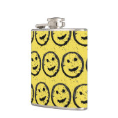 ステンカッコいいドハッピー笑顔顔のパターン黄色 フラスク (左)