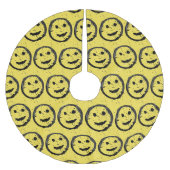 ステンカッコいいドハッピー笑顔顔のパターン黄色 ブラッシュドポリエステルツリースカート (正面)