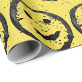 ステンカッコいいドハッピー笑顔顔のパターン黄色 ラッピングペーパー (ロールコーナー)