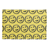 ステンカッコいいドハッピー笑顔顔のパターン黄色 枕カバー (裏面)