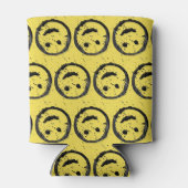 ステンカッコいいドハッピー笑顔顔のパターン黄色 缶クーラー (裏面)