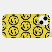 ステンカッコいいドハッピー笑顔顔のパターン黄色 Case-Mate iPhoneケース (裏面 (横))