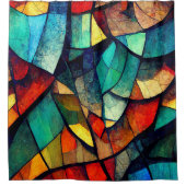 ステンカラフルドガラス抽象化 シャワーカーテン (正面)