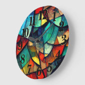 ステンカラフルドガラス抽象化 ラージ壁時計 (傾斜)
