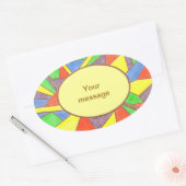 ステンカラフルドグラスあなたのメッセージ、楕円形のステッカー 楕円形シール (封筒)