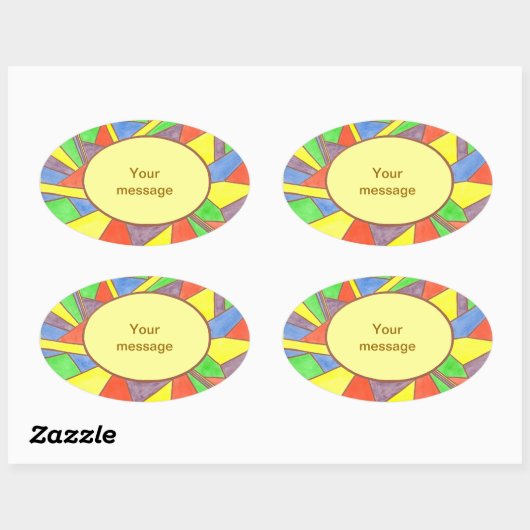 ステンカラフルドグラスあなたのメッセージ、楕円形のステッカー 楕円形シール (シート)