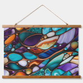ステンカラフルドグラスに見える川の岩の小石 吊り下げ型タペストリー (正面)