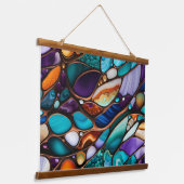 ステンカラフルドグラスに見える川の岩の小石 吊り下げ型タペストリー (傾斜あり)