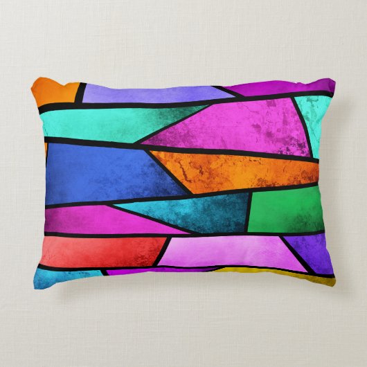 ステンカラフルドグラスパープルブルーアクセント枕 アクセントクッション (正面)