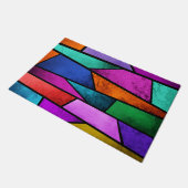 ステンカラフルドグラスパープルブルーティール(緑がかった色)ドアマット ドアマット (アングル)