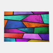 ステンカラフルドグラスパープルブルーティール(緑がかった色)ドアマット ドアマット (正面)