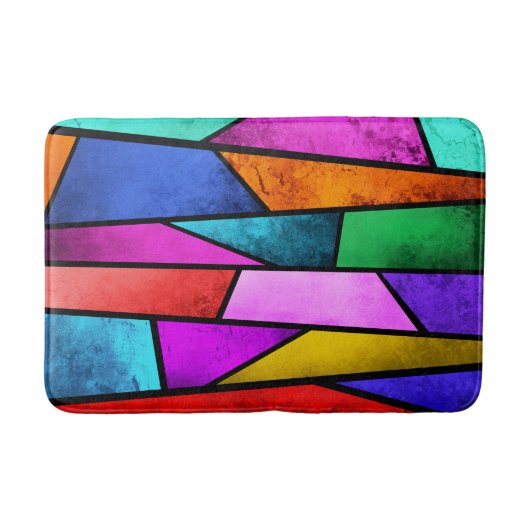 ステンカラフルドグラスパープルブルーティール（緑がかった色）バスマット バスマット (正面)