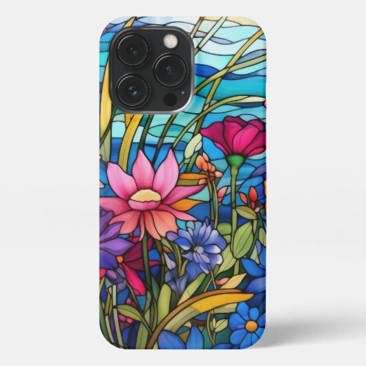 ステンカラフルドグラスフローラ植物芸術 iPhoneケース (裏面)