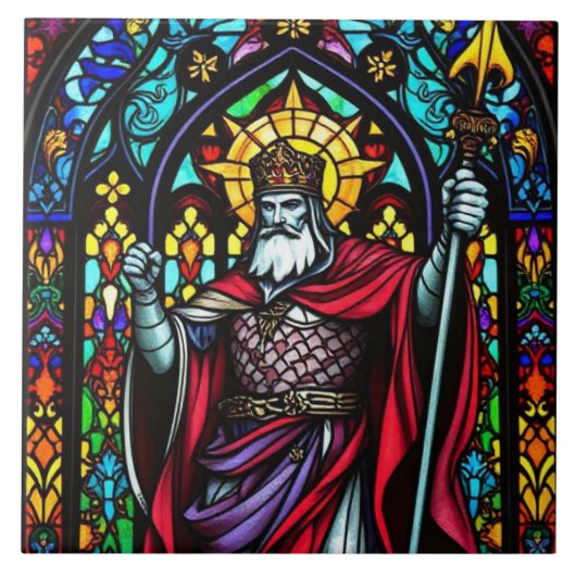 ステンカラフルドグラス中世の王 タイル (正面)