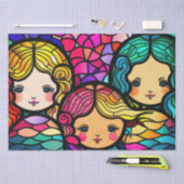 ステンカラフルドグラス人魚 薄葉紙 (クラフト)