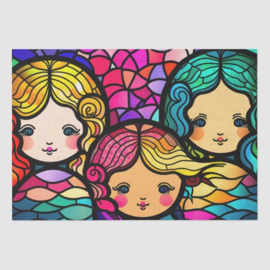 ステンカラフルドグラス人魚 薄葉紙 (正面)