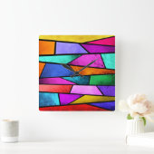 ステンカラフルドグラス抽象芸術紫色の壁時計 スクエア壁時計 (ホーム)