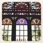 ステンカラフルドグラス窓 スクエアペーパーコースター (正面)