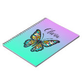 ステンカラフルドグラス蝶パーソナライズされた蝶 ノートブック (左側)